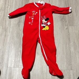 Disney Red Minnie Mouse Footed Onesie